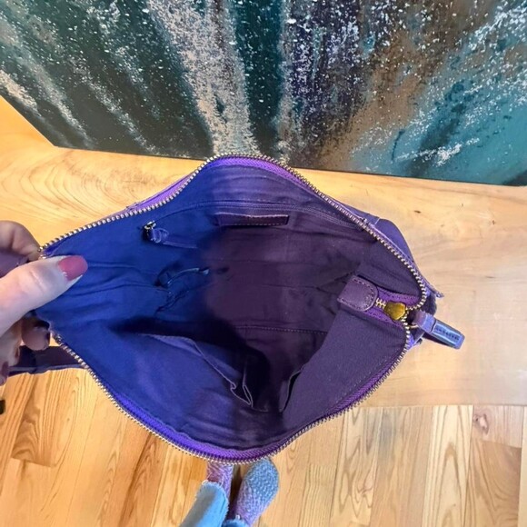 Purple Leather Shoulder Bag with Adjustable Strap